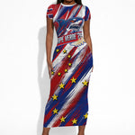 Cape Verde Football 2026 Short Sleeve Bodycon Dress Won Our Hearts Blue Sharks Soccer Player