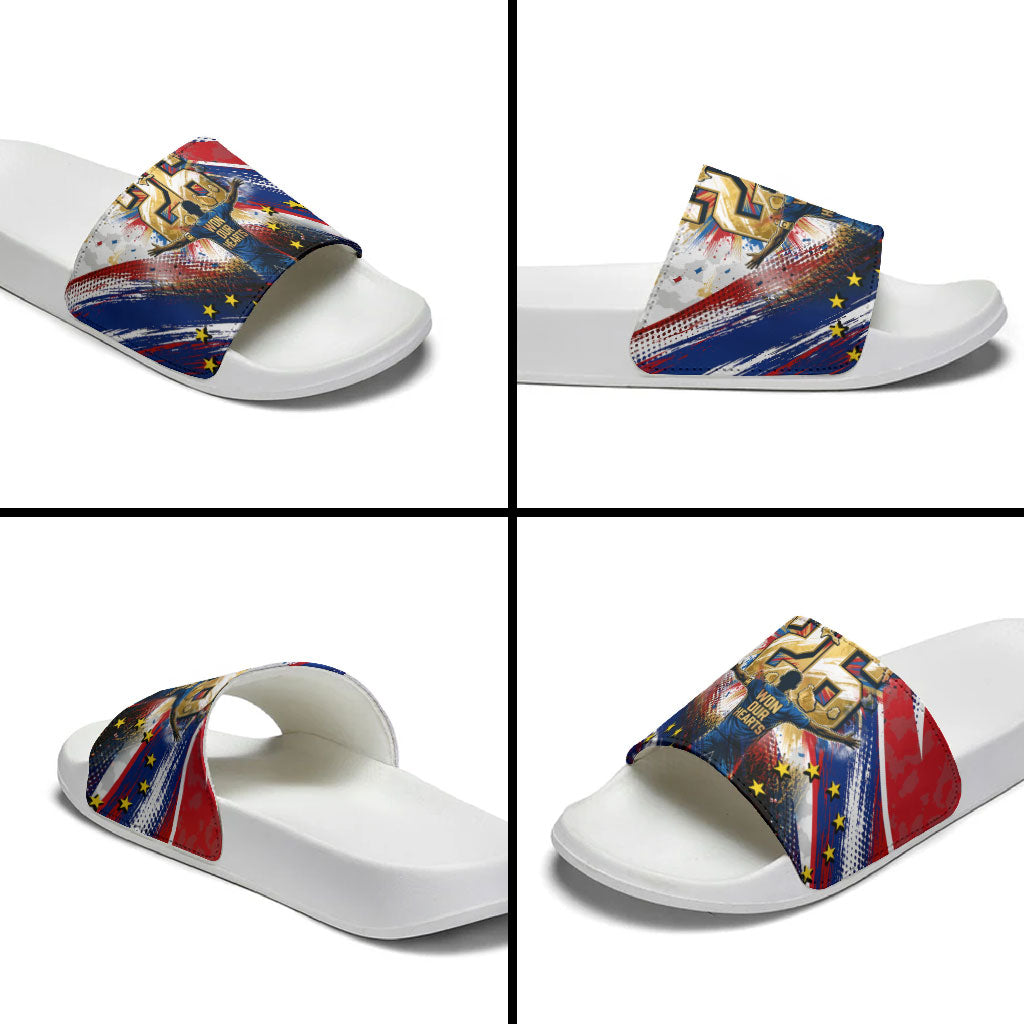 Cape Verde Football 2026 Slide Sandals Won Our Hearts Blue Sharks Soccer Player