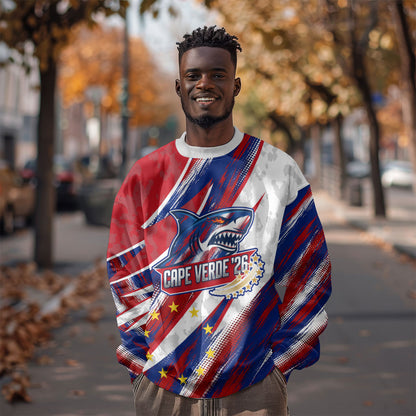 Cape Verde Football 2026 Sweatshirt Won Our Hearts Blue Sharks Soccer Player
