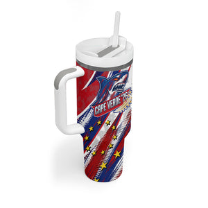 Cape Verde Football 2026 Tumbler With Handle Won Our Hearts Blue Sharks Soccer Player