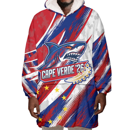 Cape Verde Football 2026 Wearable Blanket Hoodie Won Our Hearts Blue Sharks Soccer Player
