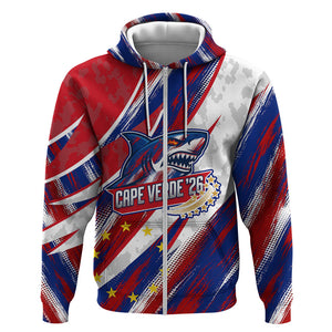 Cape Verde Football 2026 Zip Hoodie Won Our Hearts Blue Sharks Soccer Player