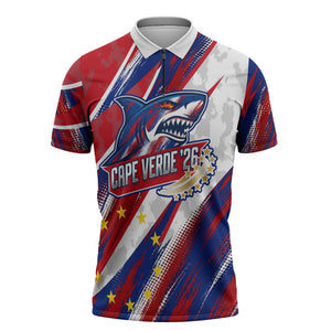 Cape Verde Football 2026 Zipper Polo Shirt Won Our Hearts Blue Sharks Soccer Player