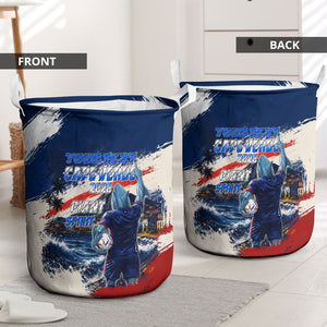 Personalized Cape Verde Blue Sharks Laundry Basket Giant Spirit African Football 2026 Mascot
