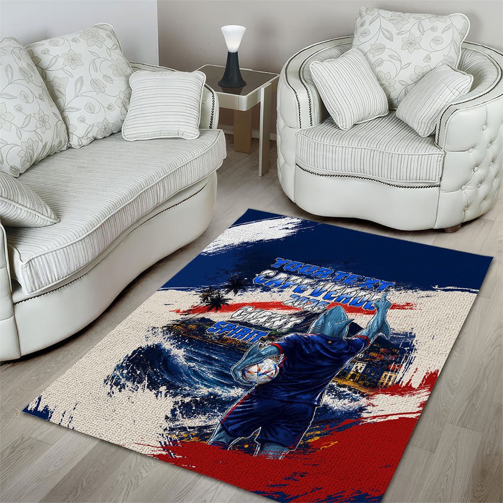 Personalized Cape Verde Blue Sharks Area Rug Giant Spirit African Football 2026 Mascot