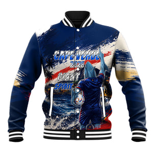 Personalized Cape Verde Blue Sharks Baseball Jacket Giant Spirit African Football 2026 Mascot