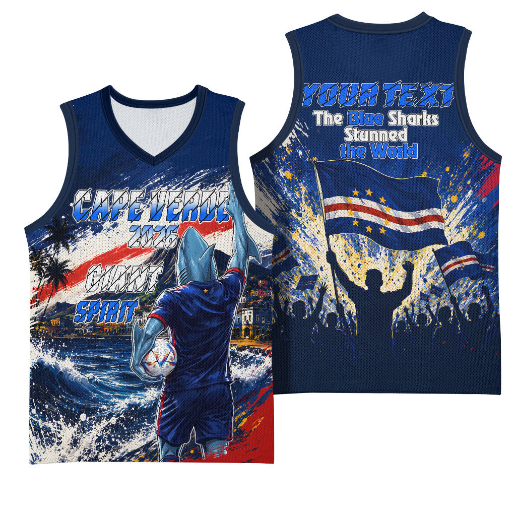 Personalized Cape Verde Blue Sharks Basketball Jersey Giant Spirit African Football 2026 Mascot