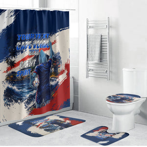 Personalized Cape Verde Blue Sharks Bathroom Set Giant Spirit African Football 2026 Mascot