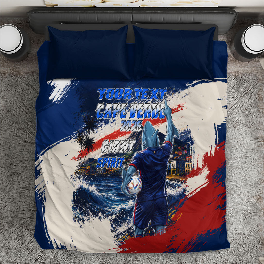 Personalized Cape Verde Blue Sharks Bedding Set Giant Spirit African Football 2026 Mascot