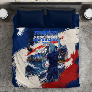 Personalized Cape Verde Blue Sharks Bedding Set Giant Spirit African Football 2026 Mascot