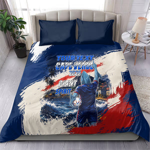 Personalized Cape Verde Blue Sharks Bedding Set Giant Spirit African Football 2026 Mascot