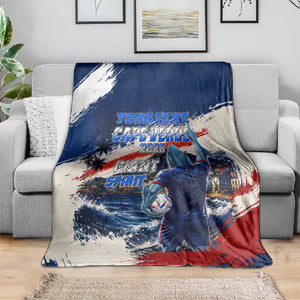 Personalized Cape Verde Blue Sharks Blanket Giant Spirit African Football 2026 Mascot