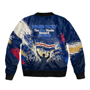 Personalized Cape Verde Blue Sharks Bomber Jacket Giant Spirit African Football 2026 Mascot