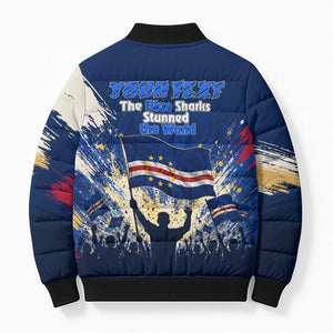 Personalized Cape Verde Blue Sharks Bomber Puffer Jacket Giant Spirit African Football 2026 Mascot