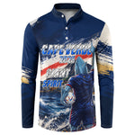 Personalized Cape Verde Blue Sharks Button Sweatshirt Giant Spirit African Football 2026 Mascot