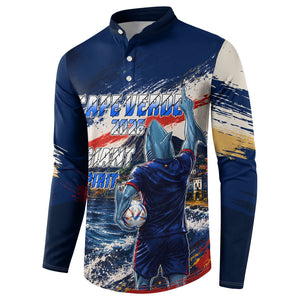 Personalized Cape Verde Blue Sharks Button Sweatshirt Giant Spirit African Football 2026 Mascot