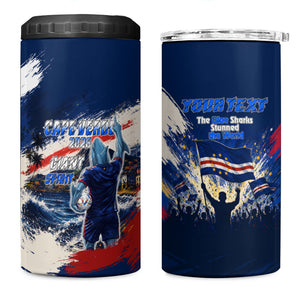 Personalized Cape Verde Blue Sharks 4 in 1 Can Cooler Tumbler Giant Spirit African Football 2026 Mascot