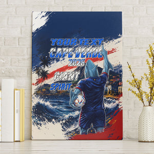 Personalized Cape Verde Blue Sharks Canvas Wall Art Giant Spirit African Football 2026 Mascot