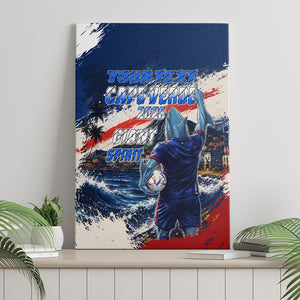 Personalized Cape Verde Blue Sharks Canvas Wall Art Giant Spirit African Football 2026 Mascot