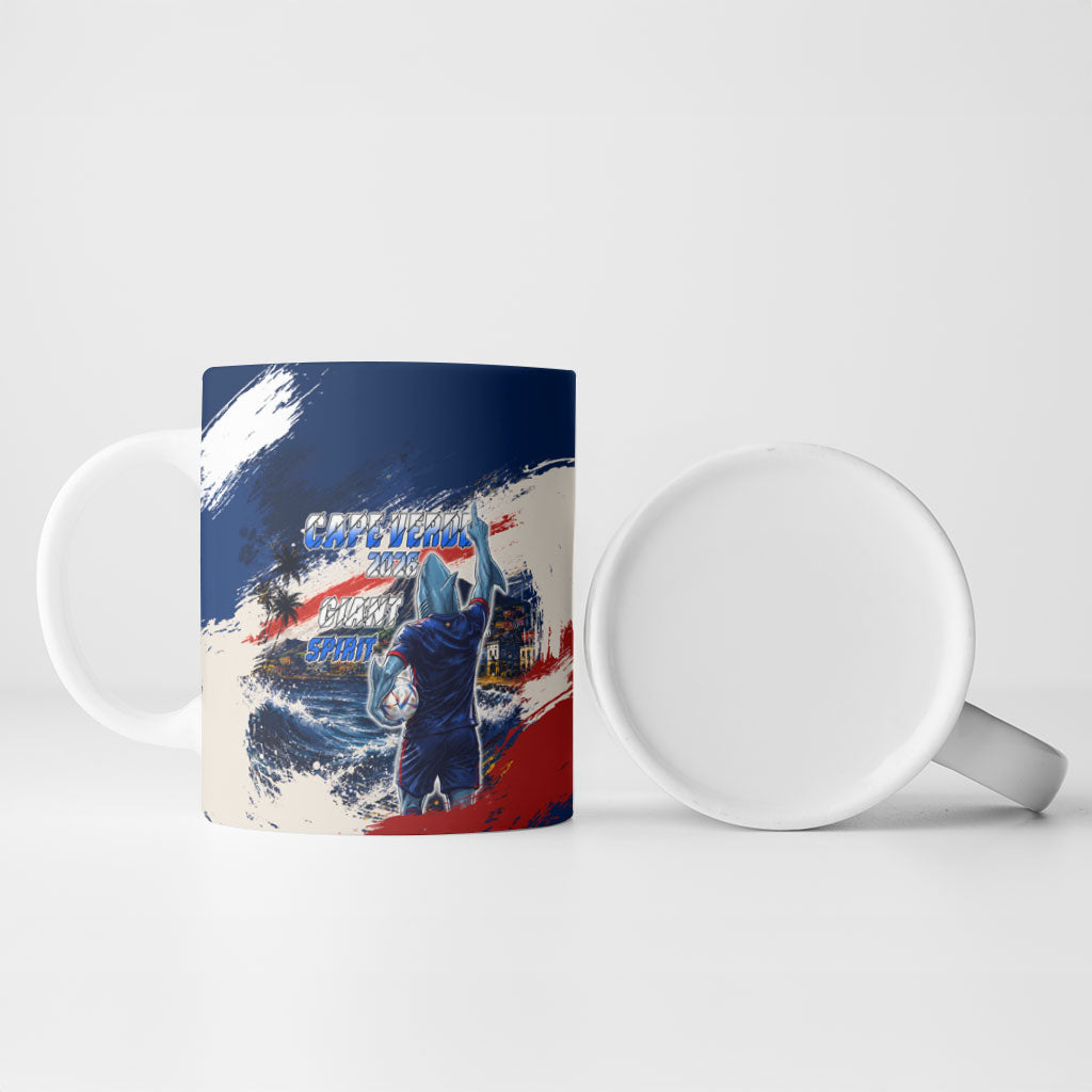 Personalized Cape Verde Blue Sharks Ceramic Mug Giant Spirit African Football 2026 Mascot