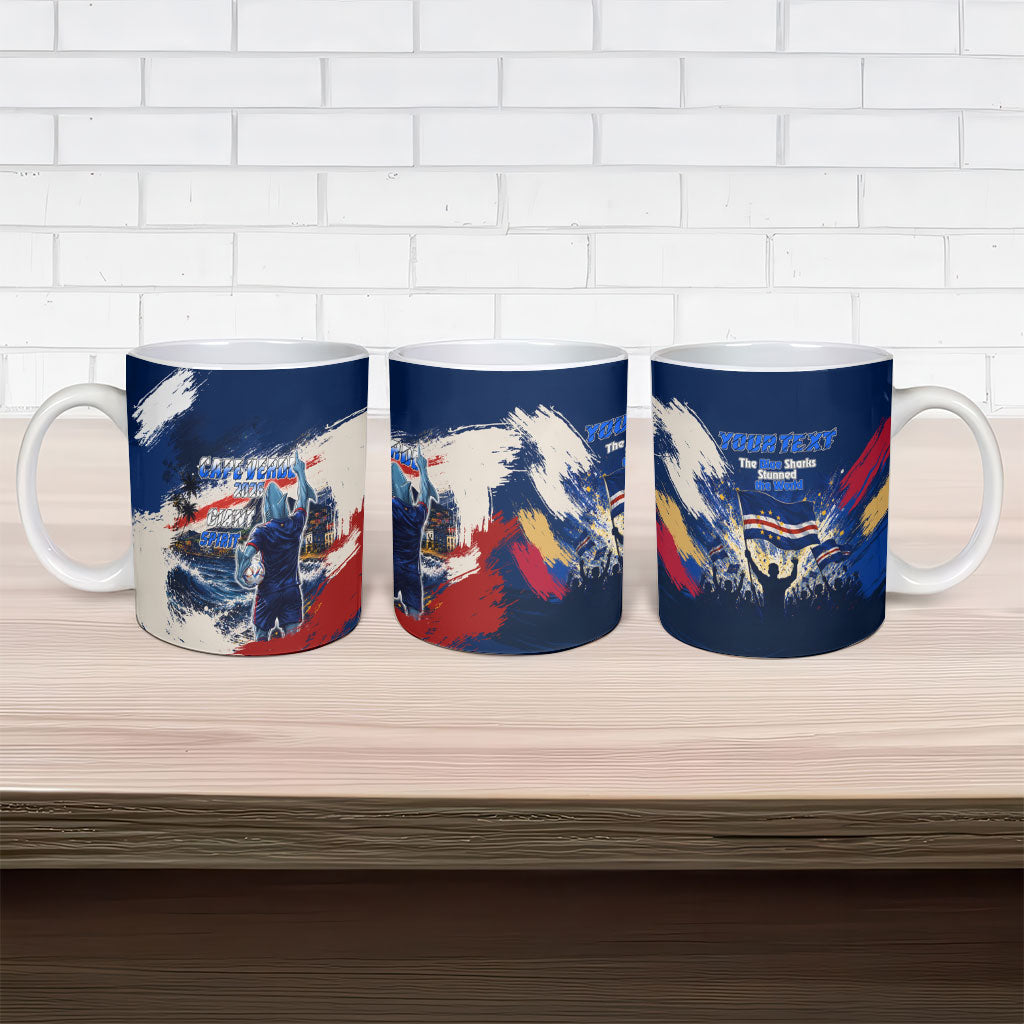 Personalized Cape Verde Blue Sharks Ceramic Mug Giant Spirit African Football 2026 Mascot