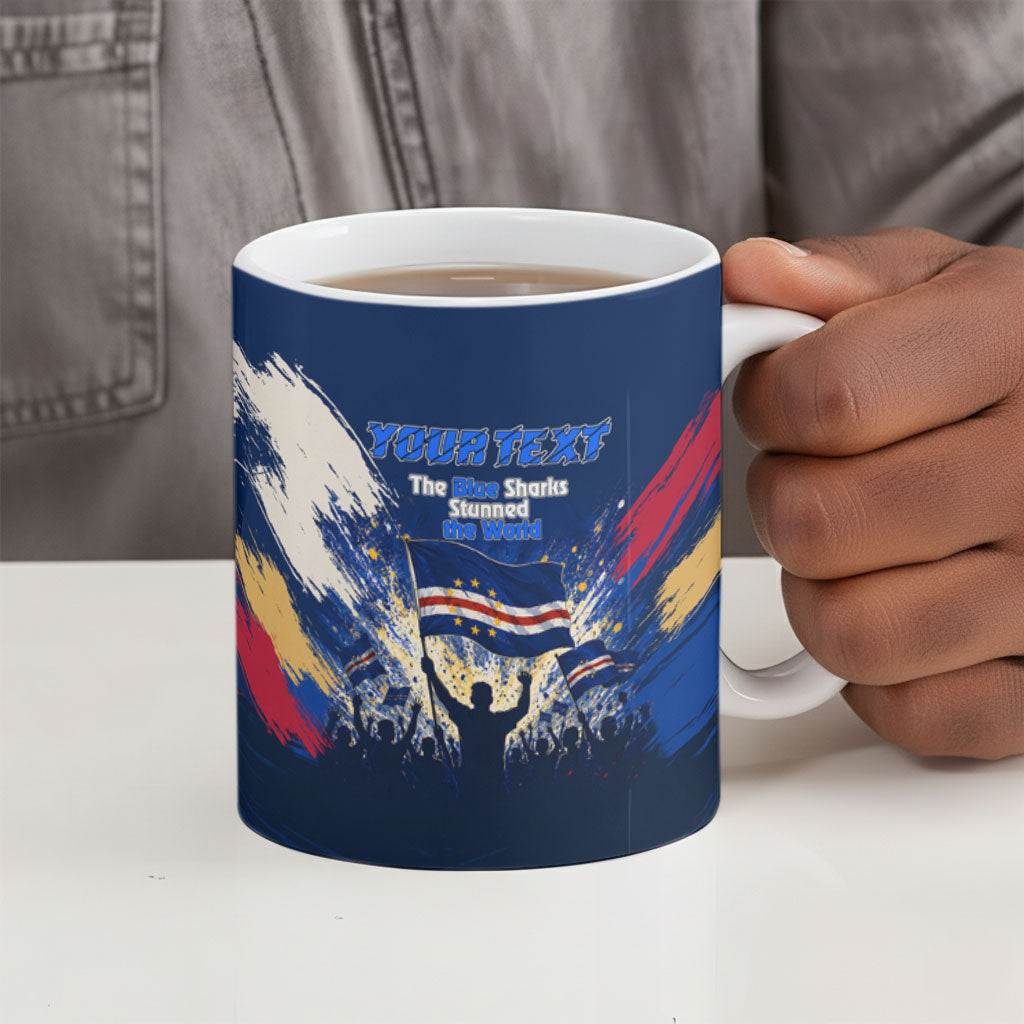 Personalized Cape Verde Blue Sharks Ceramic Mug Giant Spirit African Football 2026 Mascot