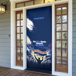Personalized Cape Verde Blue Sharks Door Cover Giant Spirit African Football 2026 Mascot