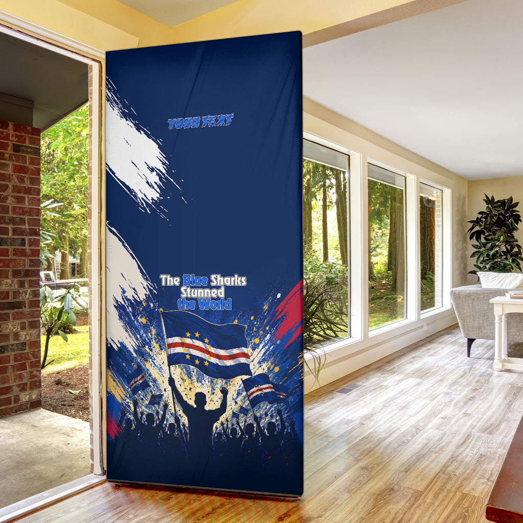 Personalized Cape Verde Blue Sharks Door Cover Giant Spirit African Football 2026 Mascot