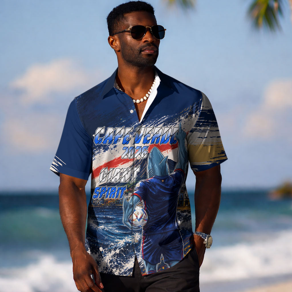 Personalized Cape Verde Blue Sharks Hawaiian Shirt Giant Spirit African Football 2026 Mascot
