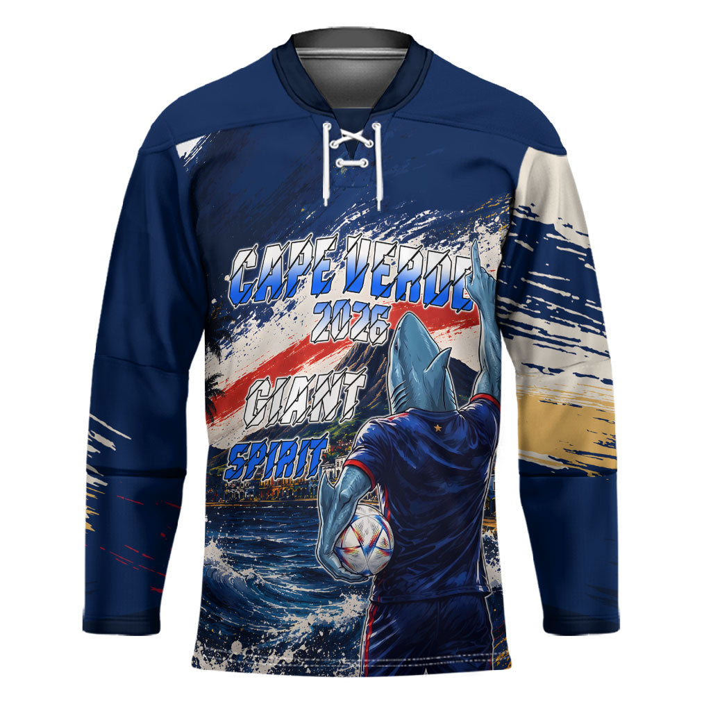 Personalized Cape Verde Blue Sharks Hockey Jersey Giant Spirit African Football 2026 Mascot