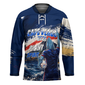 Personalized Cape Verde Blue Sharks Hockey Jersey Giant Spirit African Football 2026 Mascot
