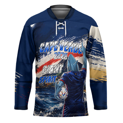 Personalized Cape Verde Blue Sharks Hockey Jersey Giant Spirit African Football 2026 Mascot