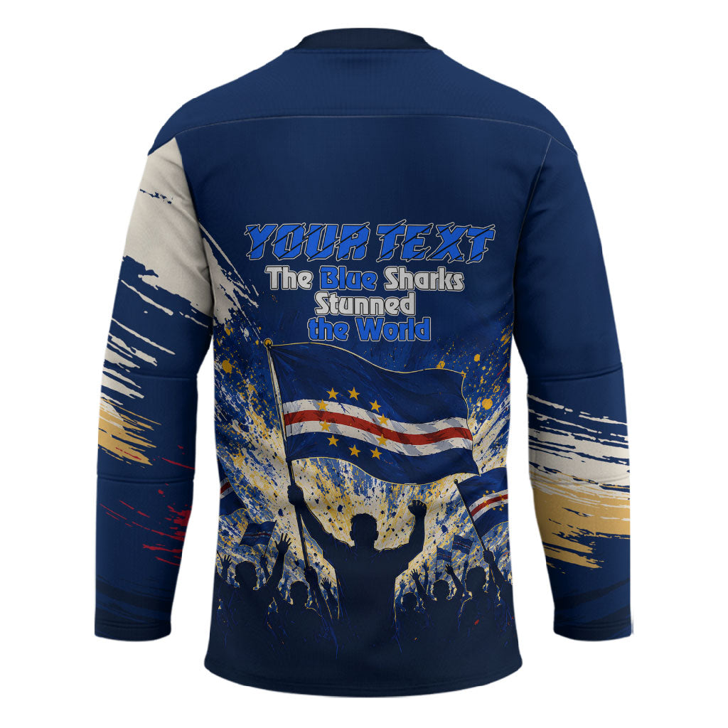 Personalized Cape Verde Blue Sharks Hockey Jersey Giant Spirit African Football 2026 Mascot