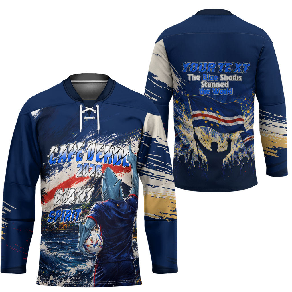 Personalized Cape Verde Blue Sharks Hockey Jersey Giant Spirit African Football 2026 Mascot