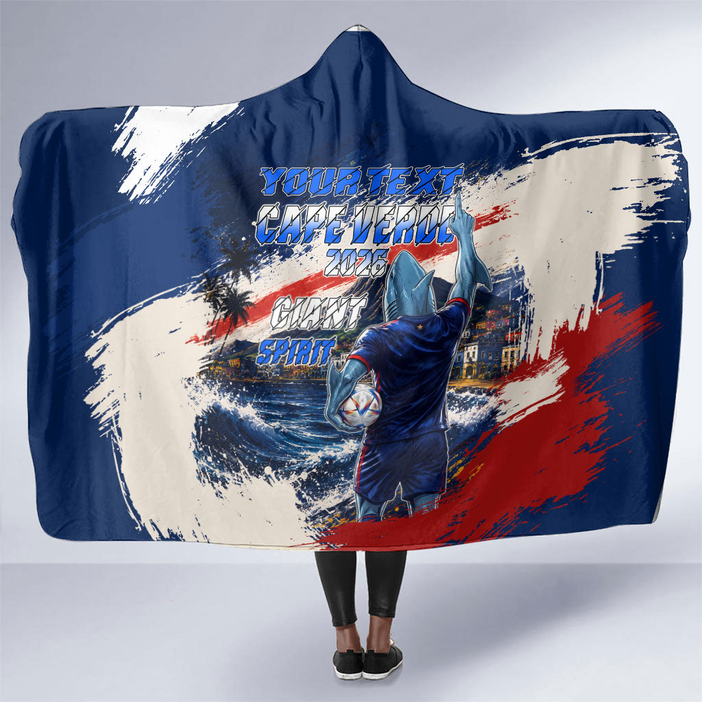 Personalized Cape Verde Blue Sharks Hooded Blanket Giant Spirit African Football 2026 Mascot