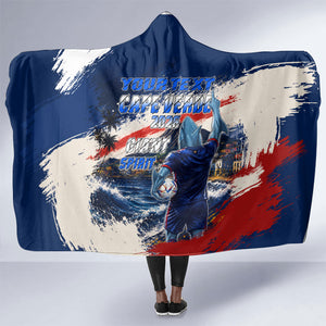 Personalized Cape Verde Blue Sharks Hooded Blanket Giant Spirit African Football 2026 Mascot