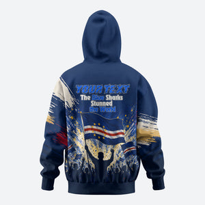 Personalized Cape Verde Blue Sharks Hoodie Giant Spirit African Football 2026 Mascot