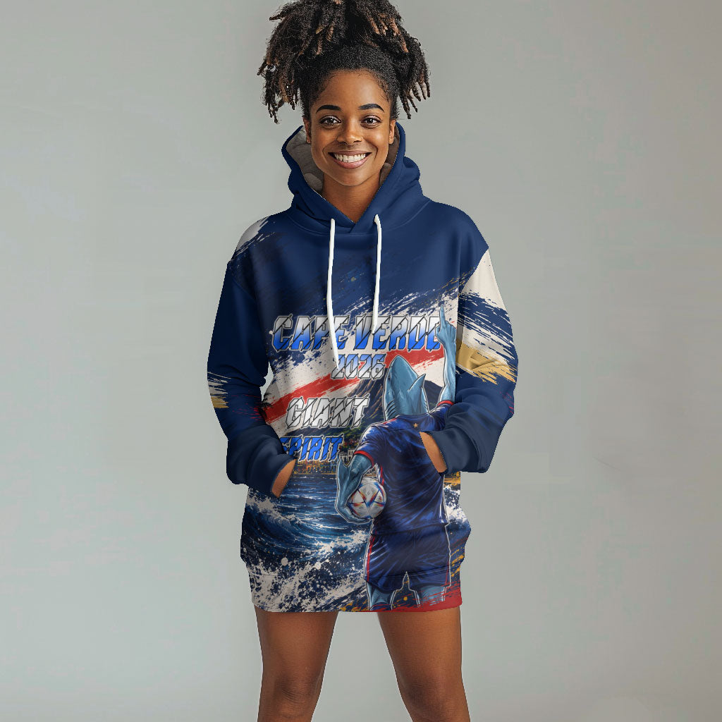 Personalized Cape Verde Blue Sharks Hoodie Dress Giant Spirit African Football 2026 Mascot