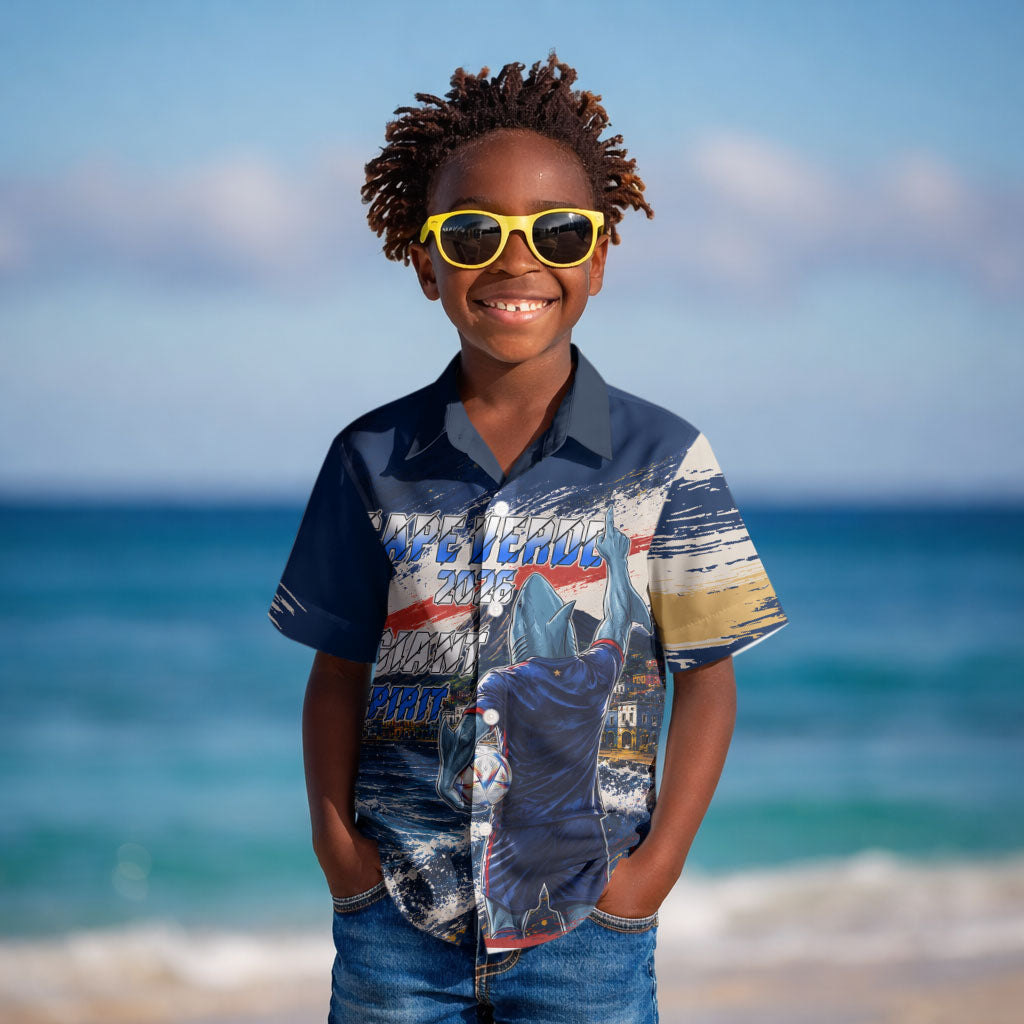 Personalized Cape Verde Blue Sharks Kid Hawaiian Shirt Giant Spirit African Football 2026 Mascot