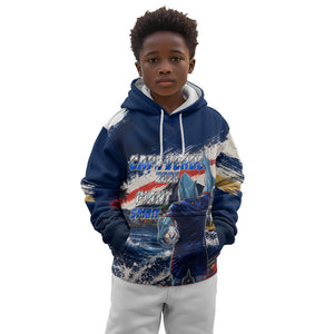 Personalized Cape Verde Blue Sharks Kid Hoodie Giant Spirit African Football 2026 Mascot
