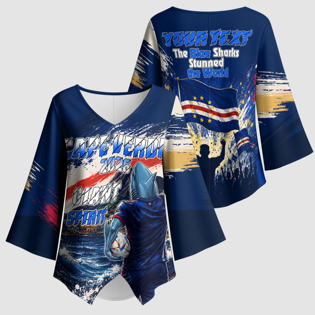 Personalized Cape Verde Blue Sharks Kimono Sleeve Blouse Giant Spirit African Football 2026 Mascot