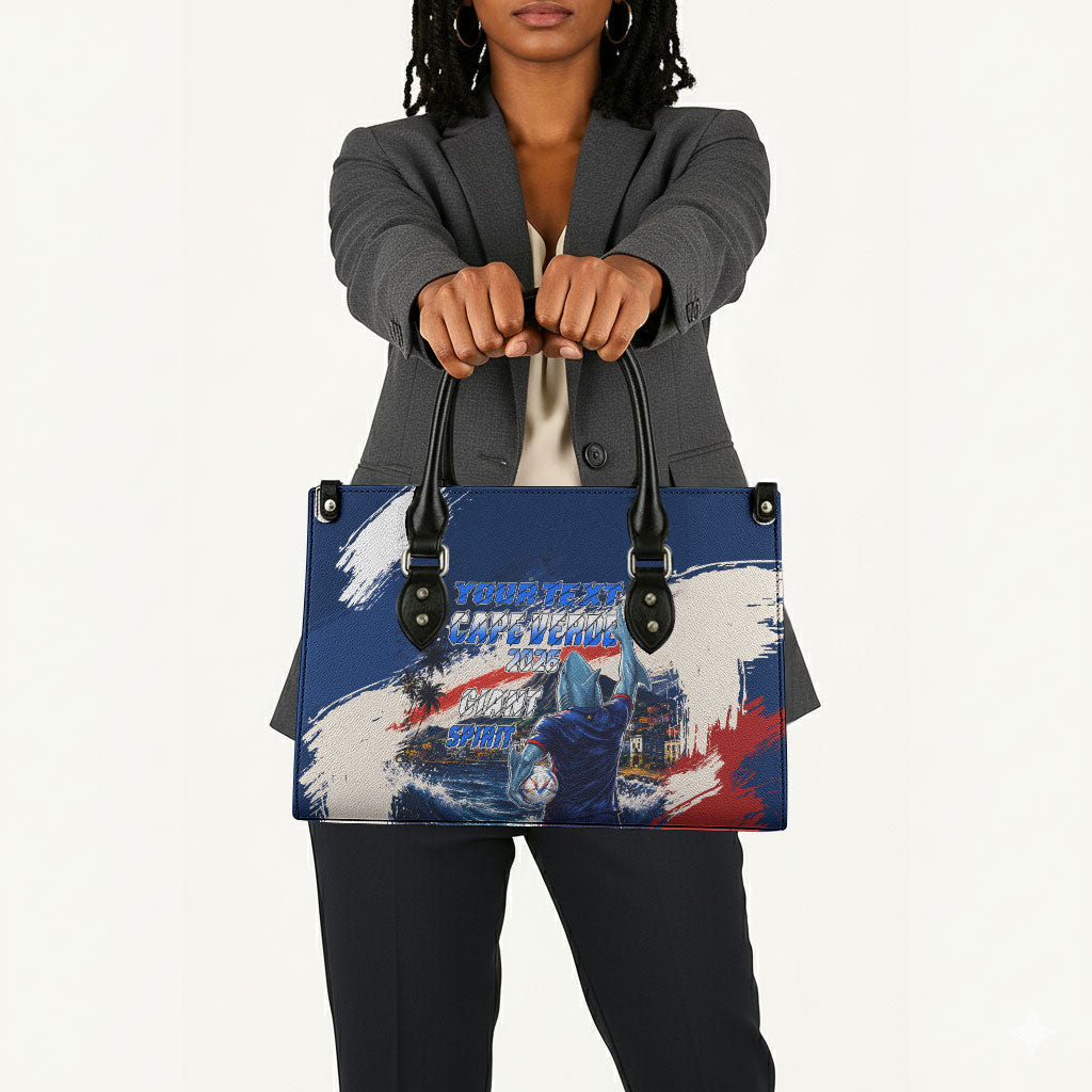 Personalized Cape Verde Blue Sharks Leather Bag Giant Spirit African Football 2026 Mascot
