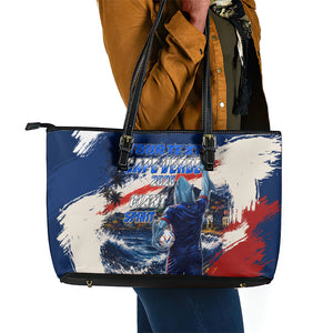 Personalized Cape Verde Blue Sharks Leather Tote Bag Giant Spirit African Football 2026 Mascot