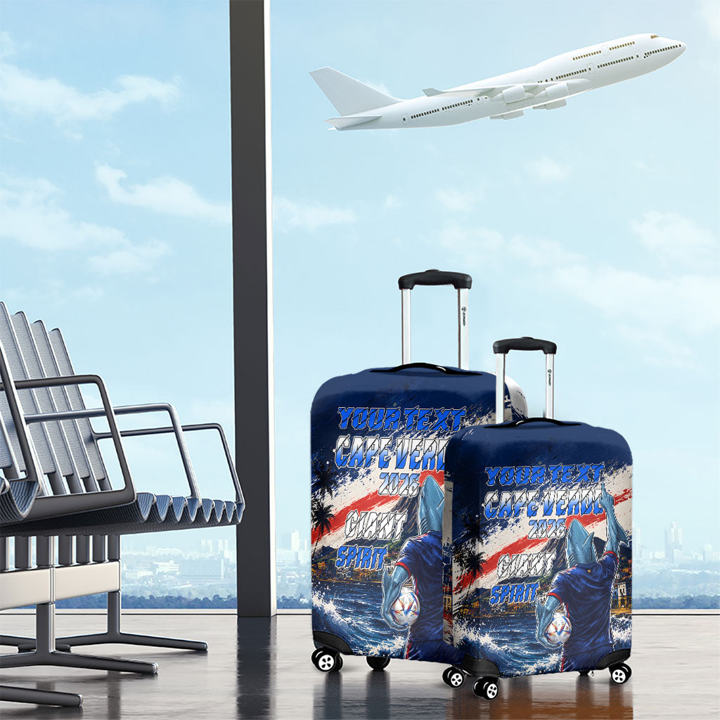 Personalized Cape Verde Blue Sharks Luggage Cover Giant Spirit African Football 2026 Mascot