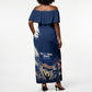 Personalized Cape Verde Blue Sharks Off Shoulder Maxi Dress Giant Spirit African Football 2026 Mascot
