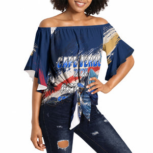 Personalized Cape Verde Blue Sharks Off Shoulder Wrap Waist Top Giant Spirit African Football 2026 Mascot