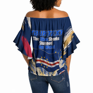 Personalized Cape Verde Blue Sharks Off Shoulder Wrap Waist Top Giant Spirit African Football 2026 Mascot