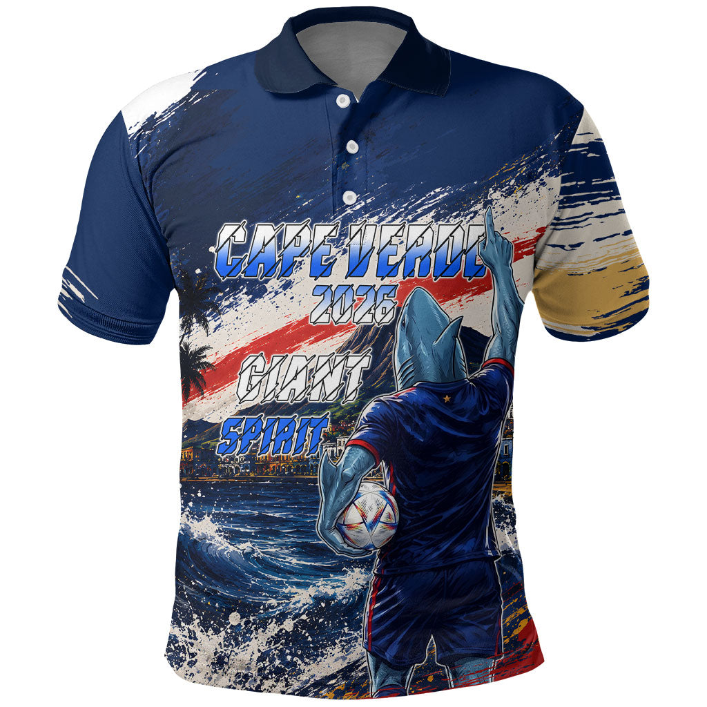Personalized Cape Verde Blue Sharks Polo Shirt Giant Spirit African Football 2026 Mascot