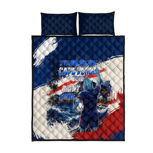 Personalized Cape Verde Blue Sharks Quilt Bed Set Giant Spirit African Football 2026 Mascot