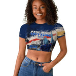 Personalized Cape Verde Blue Sharks Raglan Cropped T shirt Giant Spirit African Football 2026 Mascot